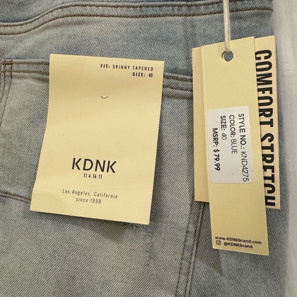 KDNK Blue Skinny Taper Jeans – Size 40W x 30L – NWT - Picture 8 of 11
